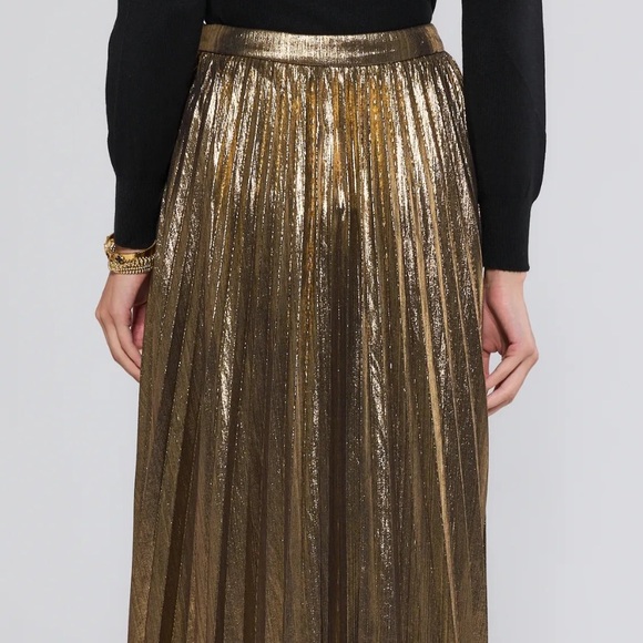 Avara Dresses & Skirts - Hensley Gold Pleated Midi Skirt